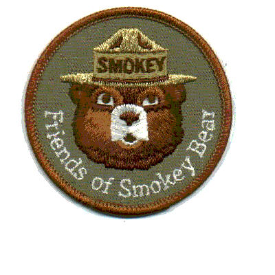 Yosemite Park Fire Dept FIRE FIGHTER SHOULDER INSIGNIA 2-PATCH Smokey Bear b 